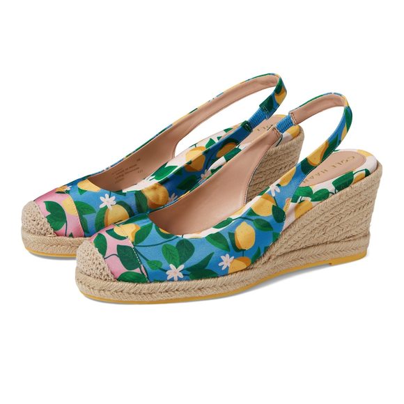 Cole Haan Women Cloudfeel Espadrille Wedge Azure Blue Lemon Size 7 B - Picture 1 of 1